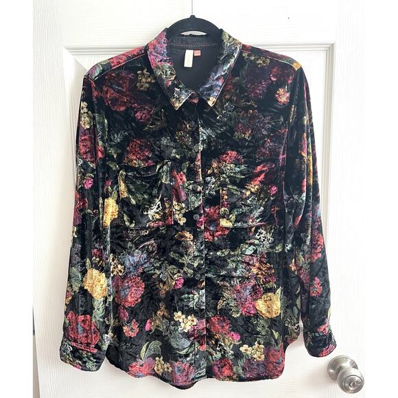 Pilcro Multicolor Floral Velvet Blouse - Picture 2 of 11
